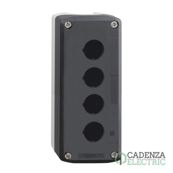 Harmony XALD, XALK - Caja vacía, plástico, tapa gris oscura, para pulsador ø 22, 4 orificios ref. XALD04 Schneider Electric