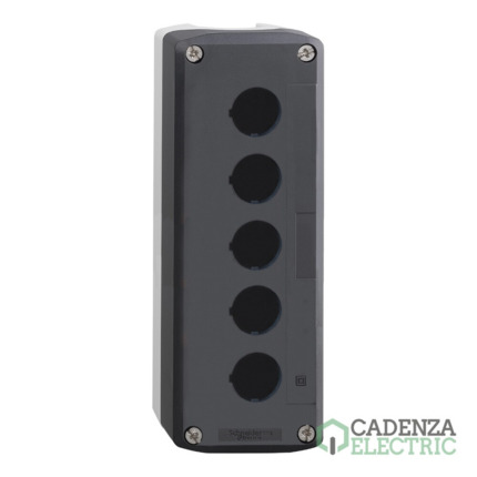 Compra Harmony XALD, XALK - Caja vacía, plástico, tapa gris oscura, para pulsador ø 22, 5 orificios ref. XALD05 Schneider Electric al mejor precio | Cadenza Electric