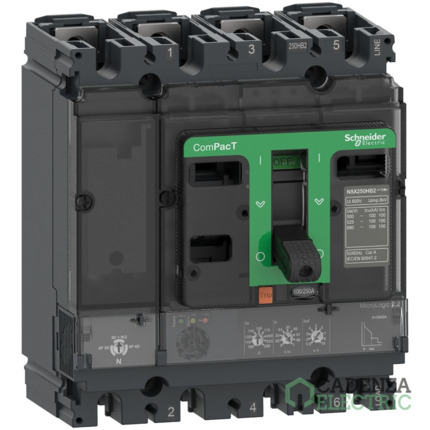 Compra Interruptor automatico ComPacT NSX250F 36kA AC 4P4R 250A Micrologic 2.2 ref. C25F42D250 Schneider Electric al mejor precio | Cadenza Electric