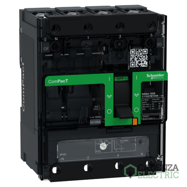 Interruptor automatico ComPacT NSXm100E 16kA AC 4P4R 100A TMD BUSBAR ref. C11E4TM100B Schneider Electric