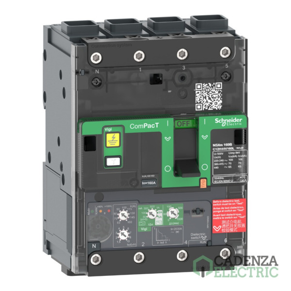 Interruptor automatico ComPacT NSXm160F 36kA AC 4P 160A Micrologic 4.1 ELINK ref. C12F44V160L Schneider Electric