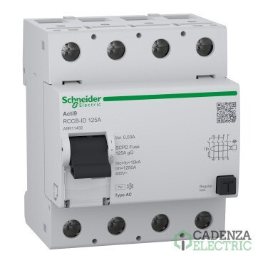 Compra Interruptor diferencial 4P 125A 30mA AC ref. A9R11492 Schneider Electric al mejor precio | Cadenza Electric