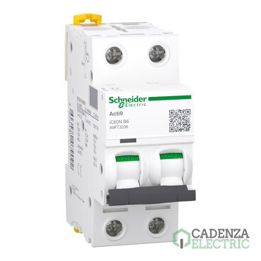 Compra Interruptor magnetotérmico Acti9 iC60N 2P 6A curva B ref. A9F78206 Schneider Electric al mejor precio | Cadenza Electric
