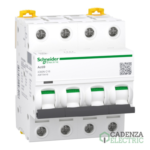 Interruptor magnetotérmico; Acti9 iC60N; 4P; 16 A; curva C; 6000 A/10 kA ref. A9F79416 Schneider Electric