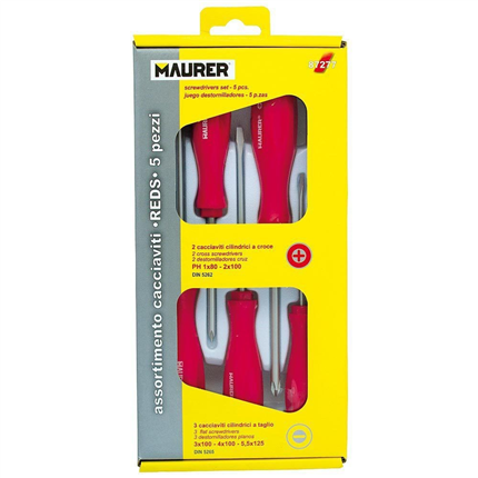 comprar Juego Destornilladores Maurer 5 Piezas Mango Rojo  precio 8,4