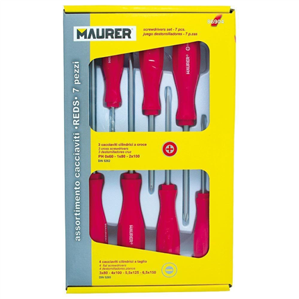 comprar Juego Destornilladores Maurer 7 Piezas Mango Rojo  precio 11,