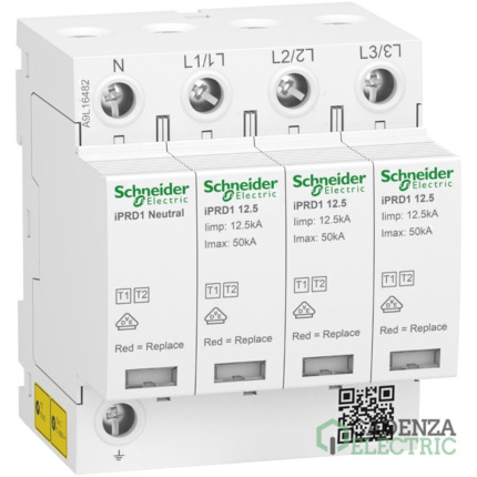 Compra Limitador de sobretensiones transitorias Acti9 iPRD1 12,5r, tipo 1+2, 3P+N, 350 V ref. A9L16482 Schneider Electric al mejor precio | Cadenza Electric