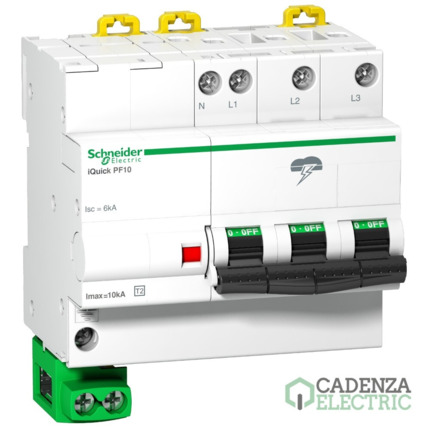 Compra Limitador de sobretensiones transitorias; Acti9 Quick PF; 3P+N; 10 kA; Tipo 2 ref. A9L16618 Schneider Electric al mejor precio | Cadenza Electric