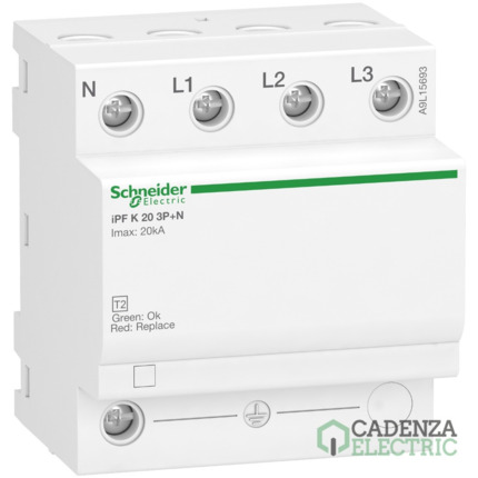 Compra Limitador de sobretensiones transitorias tipo 2; Acti9 iPF k; 3P+N; 20 kA; 340V ref. A9L15693 Schneider Electric al mejor precio | Cadenza Electric