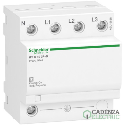 Compra Limitador de sobretensiones transitorias tipo 2; Acti9 iPF K; 3P+N; 40 kA; 340V ref. A9L15688 Schneider Electric al mejor precio | Cadenza Electric