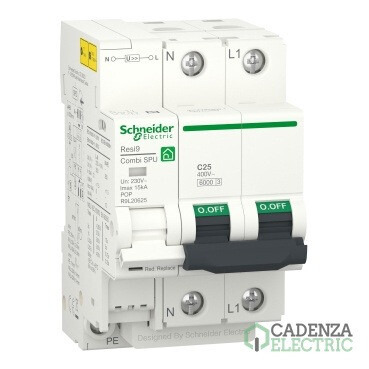 Limitador IGA de sobretensiones transitorias y permanentes, Resi9 Combi; 1P+N; 25 A ref. R9L20625 Schneider Electric
