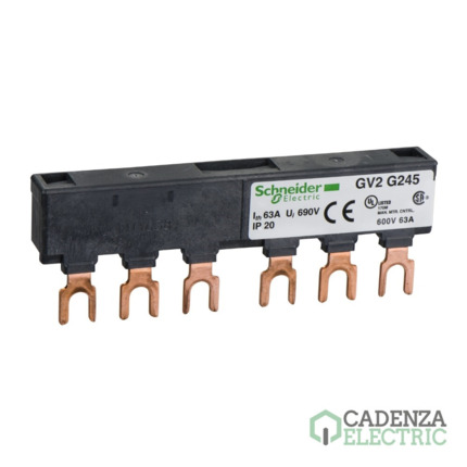 Compra Linergy FT - Embarrado de peine - 63 A - 2 derivaciones - paso de 45 mm ref. GV2G245 Schneider Electric al mejor precio | Cadenza Electric