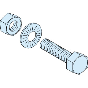 Lote de 20 tornillos M8 5 20 mm + 20 tuercas + 40 arandelas ref. 4782 Schneider Electric [PLAZO 3-6 SEMANAS]