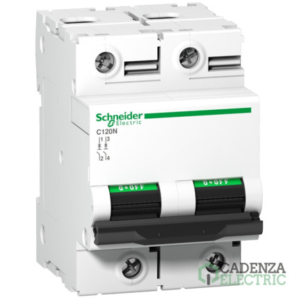 Compra Magnetotérmico, Acti9 C120N, 2P, 125 A, C curva, 10000 A, 10 kA ref. A9N18363 Schneider Electric al mejor precio | Cadenza Electric