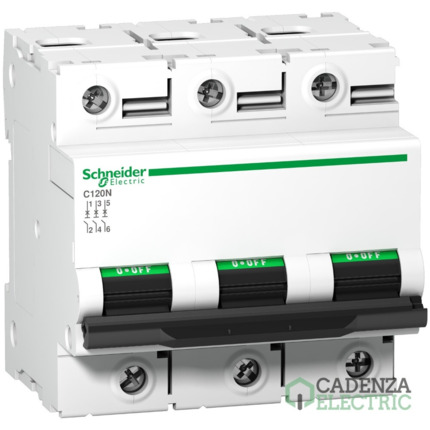Compra Magnetotérmico, Acti9 C120N, 3P, 100 A, C curva, 10000 A, 10 kA ref. A9N18367 Schneider Electric al mejor precio | Cadenza Electric