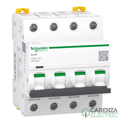 Compra Magnetotérmico Acti9 iC60L 4P 63 A curva C 15 kA ref. A9F94463 Schneider Electric al mejor precio | Cadenza Electric