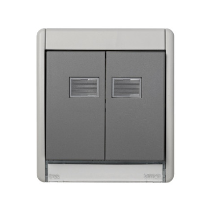 Comprar MARCO CON TECLA DOBLE GRIS AQUA Simon ref. 4400026-035 al mejor precio | Cadenza Elecric