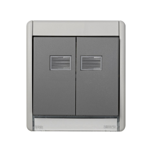 MARCO CON TECLA DOBLE GRIS AQUA Simon ref. 4400026-035