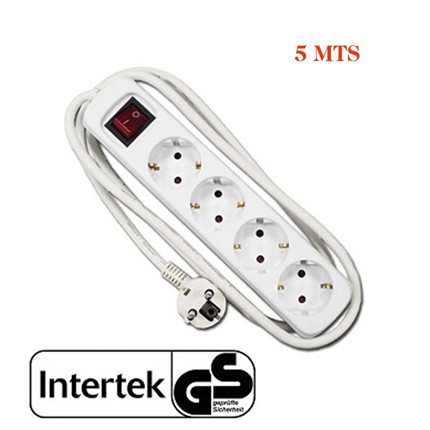 *OF.NETO*  BASE MULTIPLE 4 TOMAS SCHUKO CON INTERRUPTOR 5 MTS.