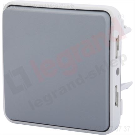 Legrand Interruptor/Conmutador doble Plexo (Gris, Montaje en la pared,  IP55)