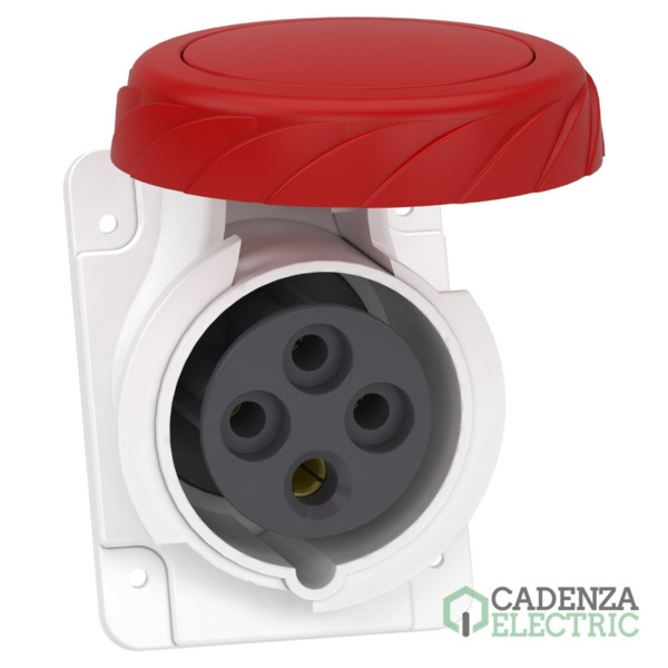 PratiKa socket - screw - angled - 16A - 3P + E - 380...415 V AC - panel ref. PKF16F734 Schneider Electric