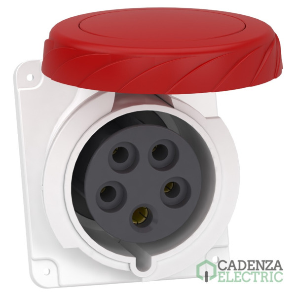 PratiKa socket - screw - angled - 32A - 3P + N + E - 380...415 V AC - panel ref. PKF32F735 Schneider Electric