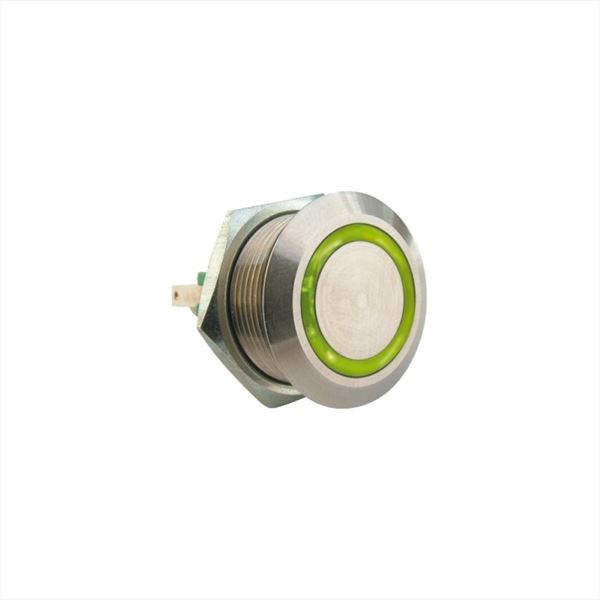 Pulsador antivandálico led dia. 22 mm. Verde