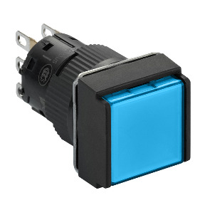 pulsador luminoso cuadrado azul Ø16 - 1NANC - 24V ref. XB6ECW6B1P Schneider Electric [PLAZO 3-6 SEMANAS]