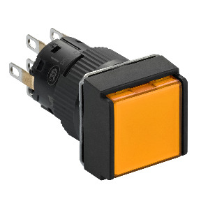 pulsador luminoso cuadrado naranja Ø16 - 2NANC - 24V ref. XB6ECW8B2P Schneider Electric [PLAZO 3-6 SEMANAS]
