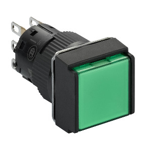 pulsador luminoso cuadrado verde Ø16 - 1NANC - 12V ref. XB6ECW3J1P Schneider Electric [PLAZO 3-6 SEMANAS]