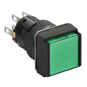 Pulsador luminoso cuadrado verde ø 16 - 2nanc - 24V ref. XB6ECW3B2P Schneider Electric [PLAZO 3-6 SEMANAS]