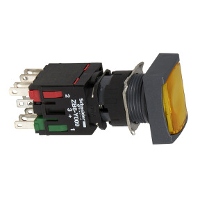 pulsador luminoso rectangular amarillo Ø16 - 1NA+1NC - 12..24 V ref. XB6DW5B5B Schneider Electric [PLAZO 3-6 SEMANAS]