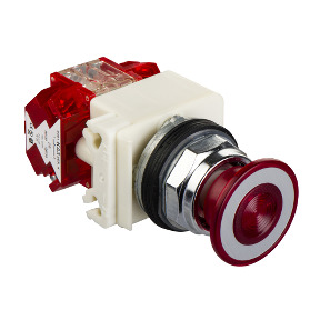 pulsador seta Ø41 luminoso rojo Ø30 3 posiciones pulsar-tirar 120V ref. 9001KR8P38RH25 Schneider Electric [PLAZO 3-6 SEMANAS]