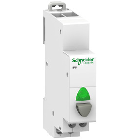 Pulsadores iPB simple 1NO - gris - con indicador luminos verde 12-48V CA/CD ref. A9E18038 Schneider Electric [PLAZO 3-6 SEMANAS]