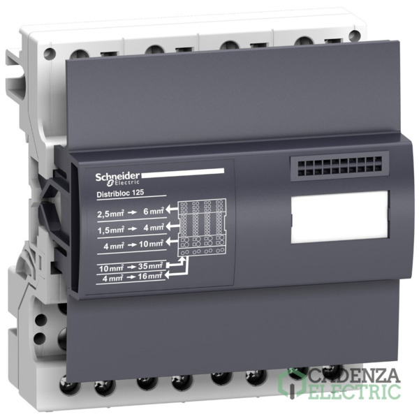 Repartidor de carril modular, Linergy DX, 4P, 125A, 6M, 52 conexiones ref. LVS04045 Schneider Electric