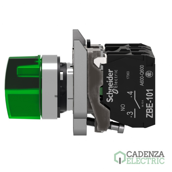 Selector luminoso verde 3 posiciones fijas 120v 1na1nc ref. XB4BK133G5 Schneider Electric