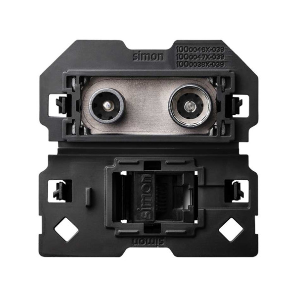 Toma R-TV+SAT Final con RJ45 cat6 2M Simon ref. 10000472-039