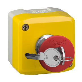 yellow station - 1 red mushroom head pushbutton Ø40 key release 1NC ((*)) ref. XALK188 Schneider Electric [PLAZO 3-6 SEMANAS]