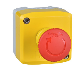 yellow station - 1 red mushroom head pushbutton Ø40 turn to release 2NC ((*)) ref. XALK178FH29 Schneider Electric [PLAZO 8-15 DI