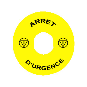 Etiqueta marcada ø90 para parada de emergencia - arret d'urgence/logo ISO13850 ref. ZBY8130 Schneider Electric [PLAZO 3-6 SEMANA